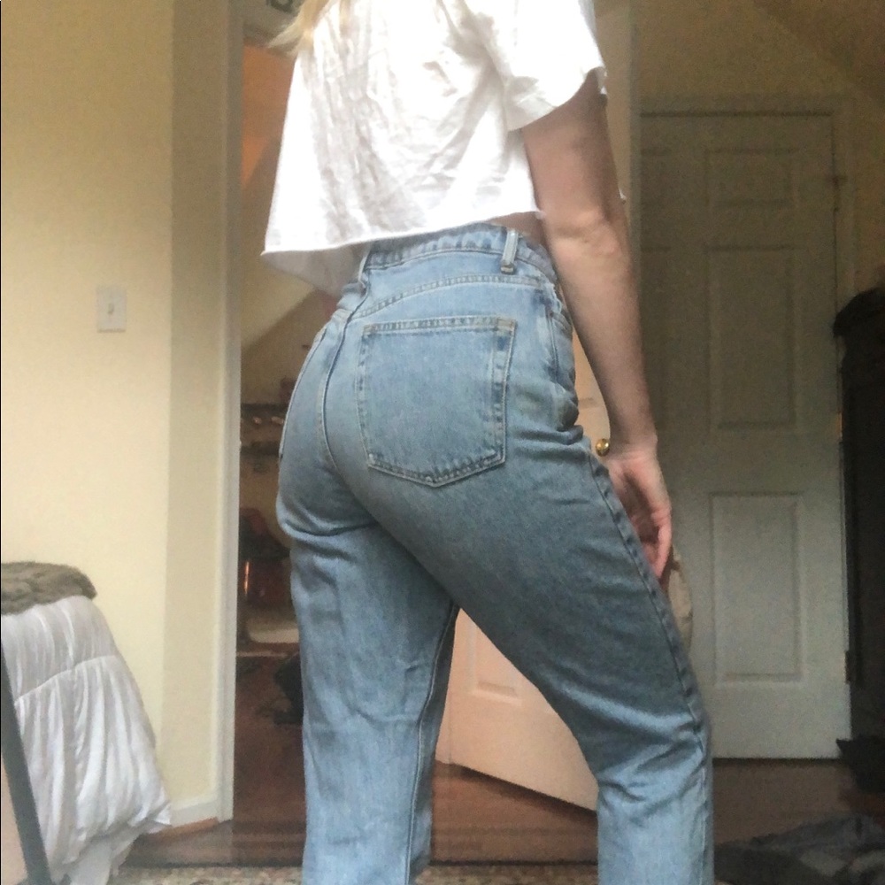 Topshop light wash high waisted mom jeans
